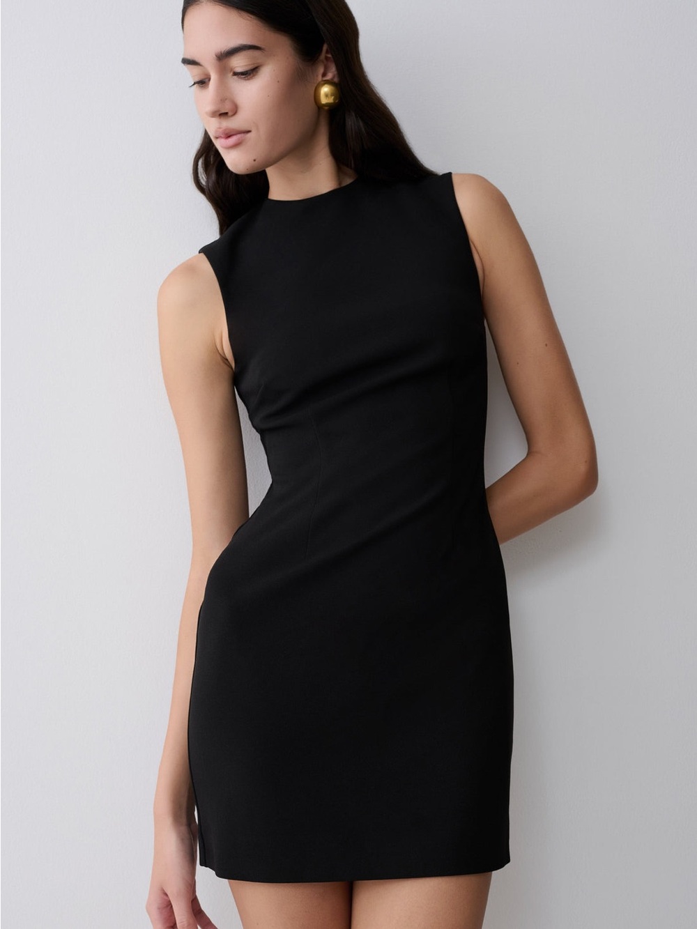Meshki Fion Sleeveless Stretch Crepe Mini Dress - Black